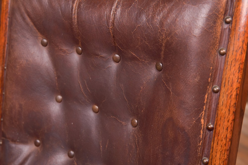 Arts & Crafts Oak Leather Chair View IV
