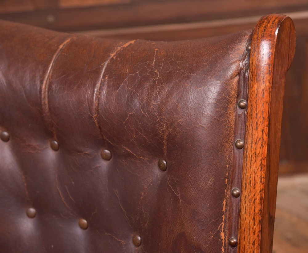 Arts & Crafts Oak Leather Chair View V