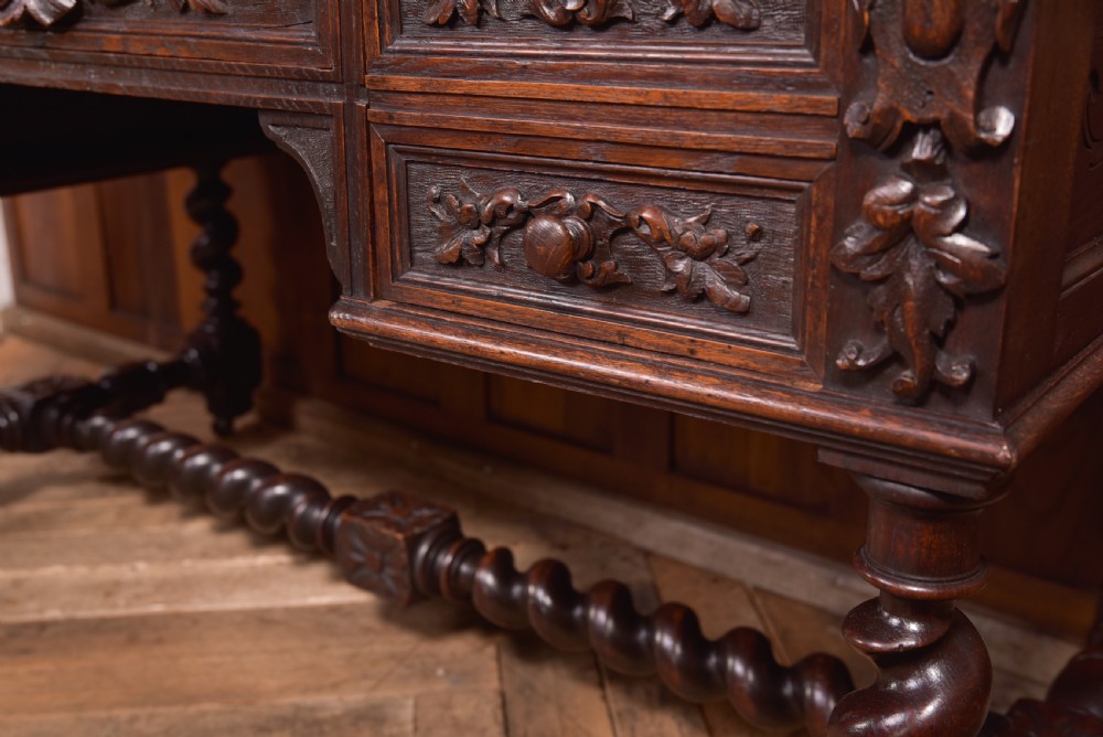 Oak Carved Writing Desk View V