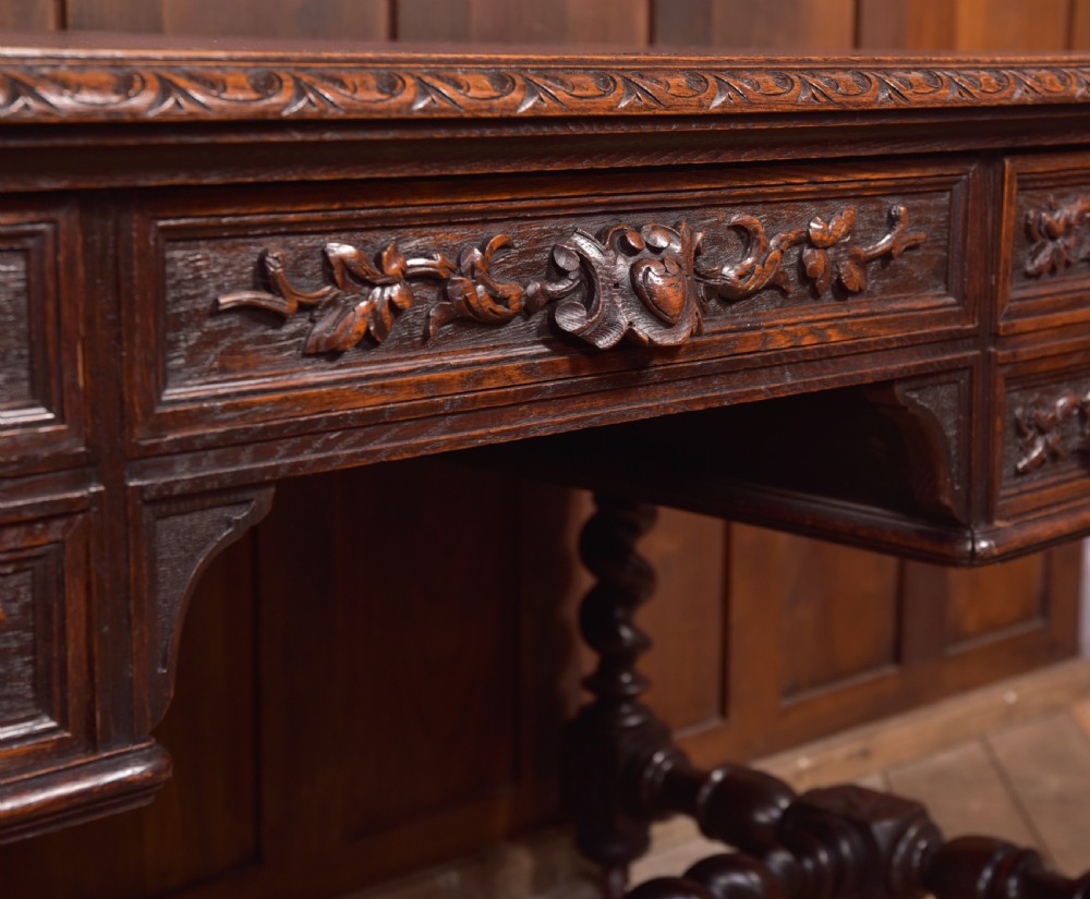 Oak Carved Writing Desk View X