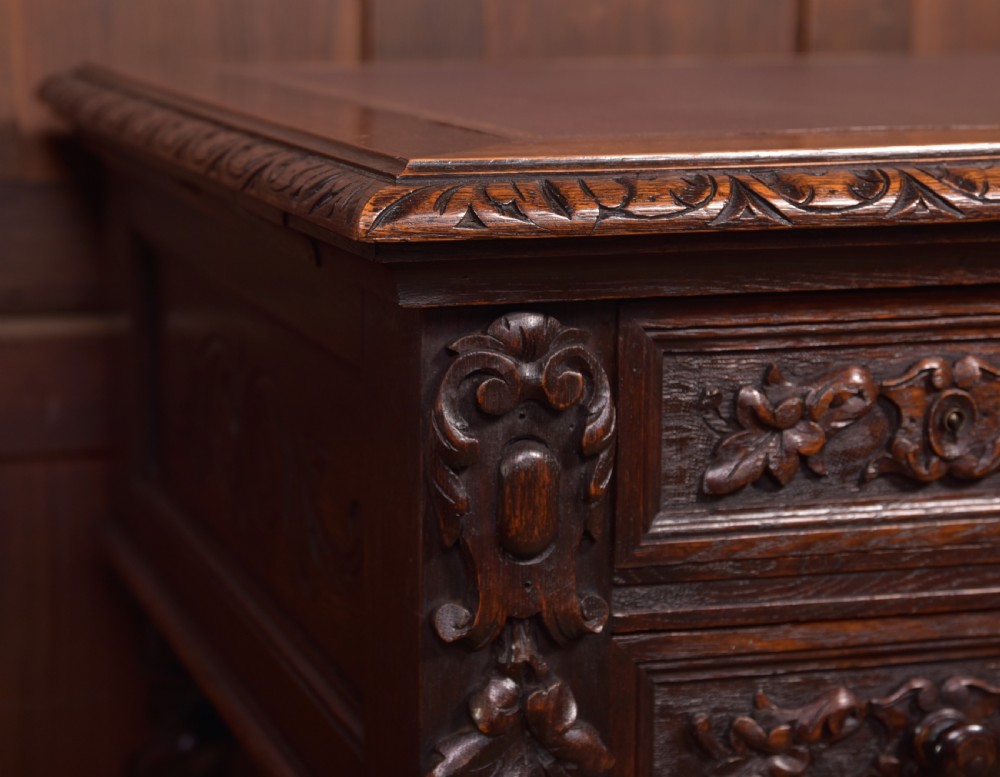 Oak Carved Writing Desk View XI