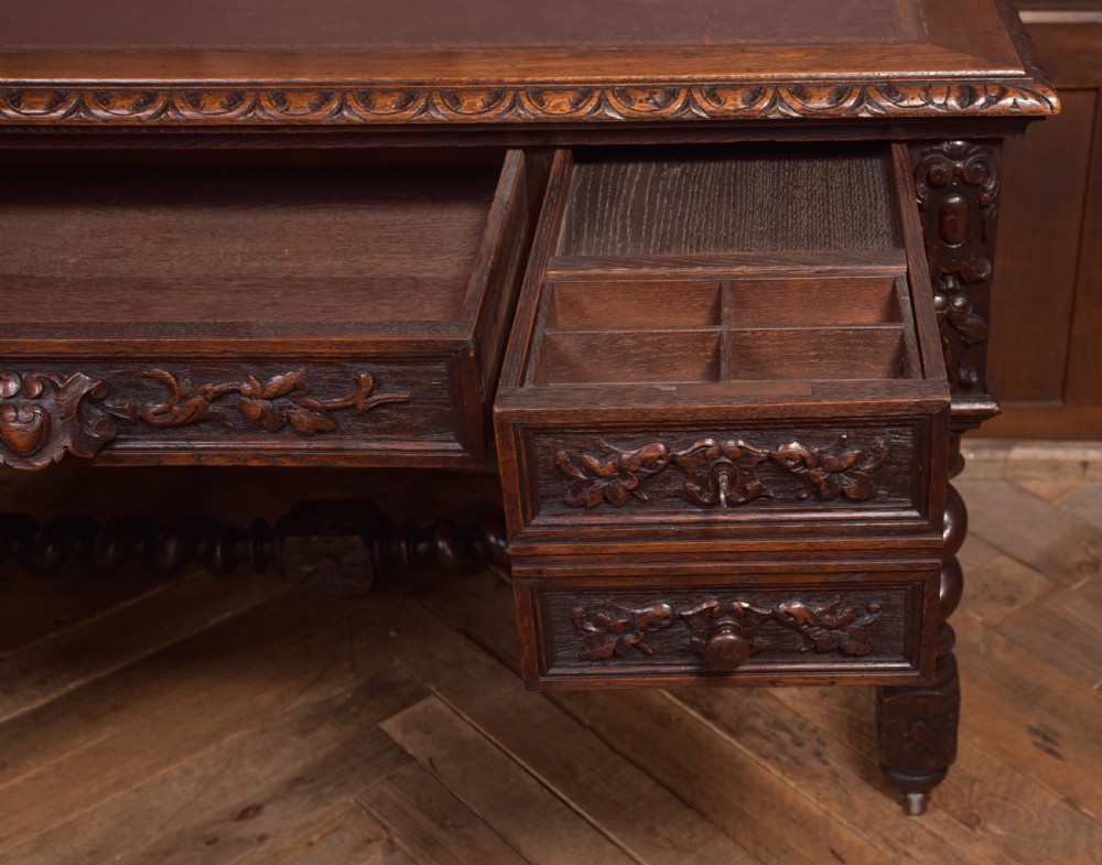 Oak Carved Writing Desk View XIII