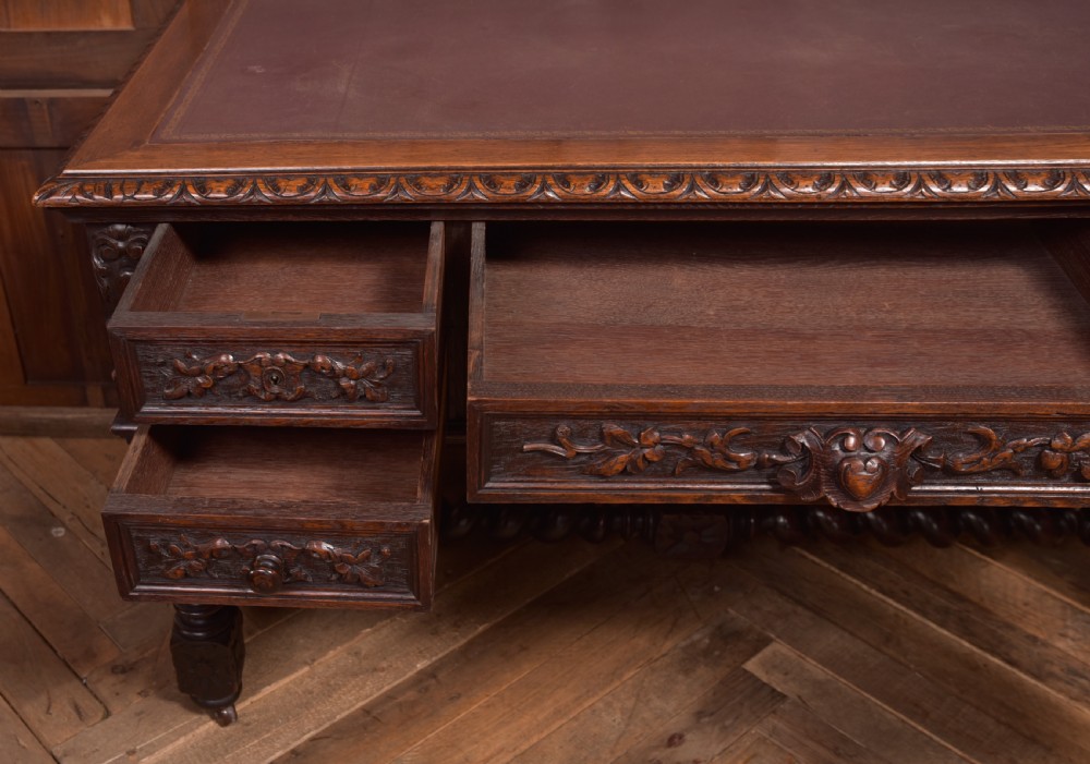 Oak Carved Writing Desk View XIV
