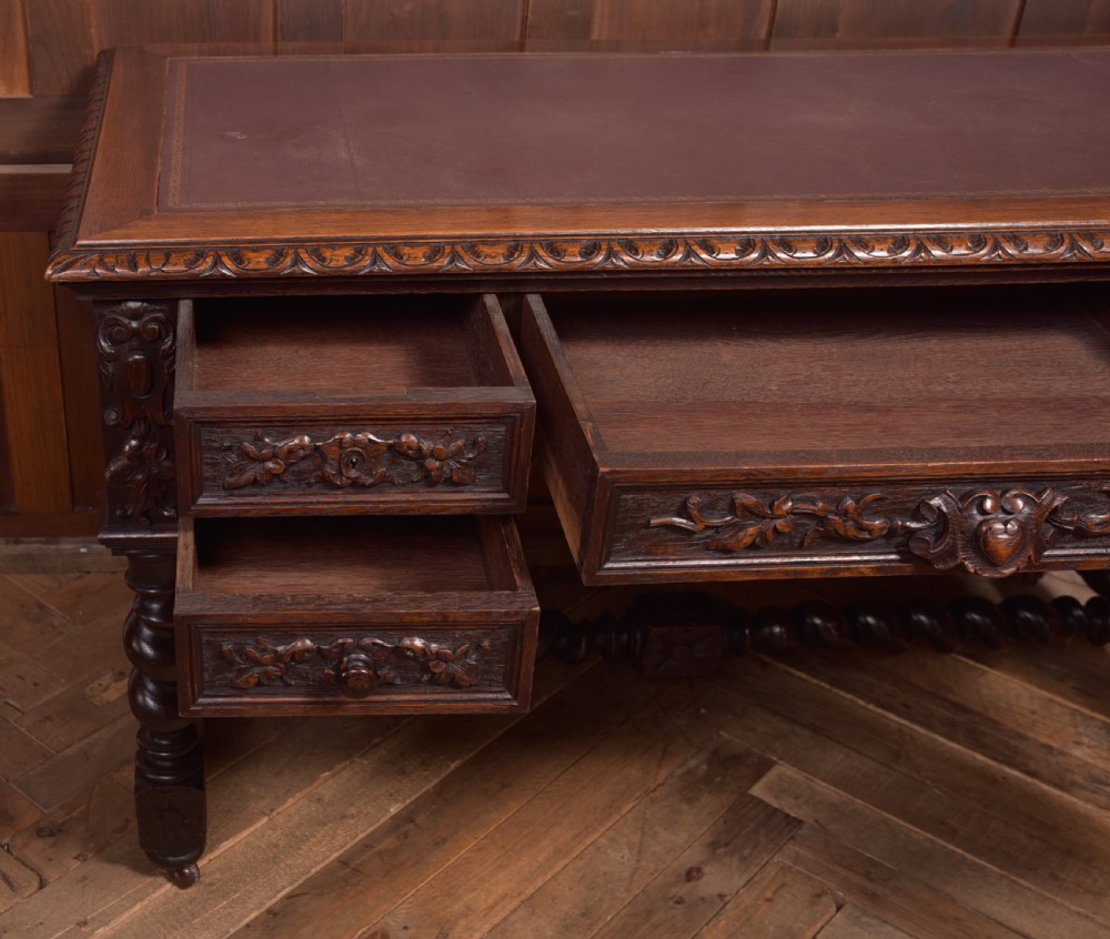 Oak Carved Writing Desk View XV