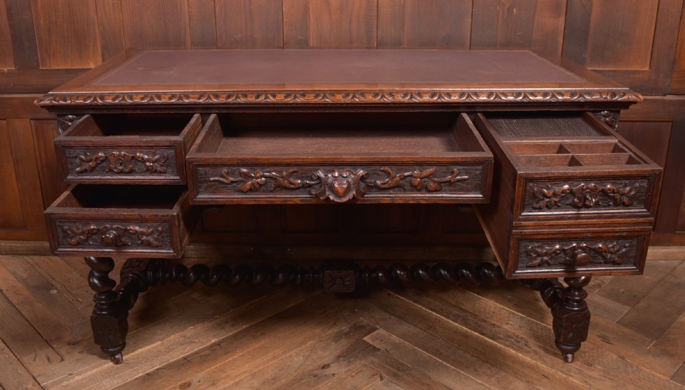Oak Carved Writing Desk View XVIII