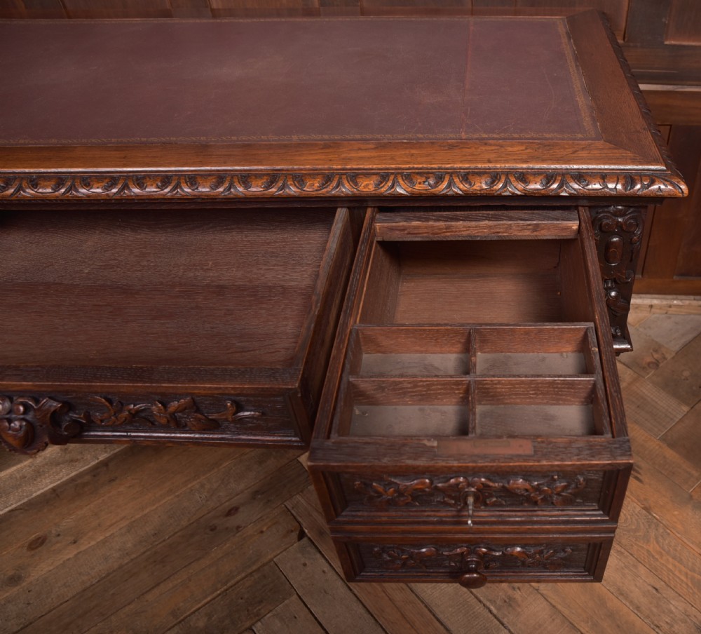 Oak Carved Writing Desk View XIX