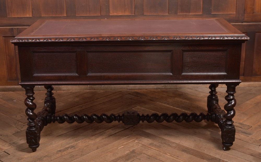 Oak Carved Writing Desk View XX