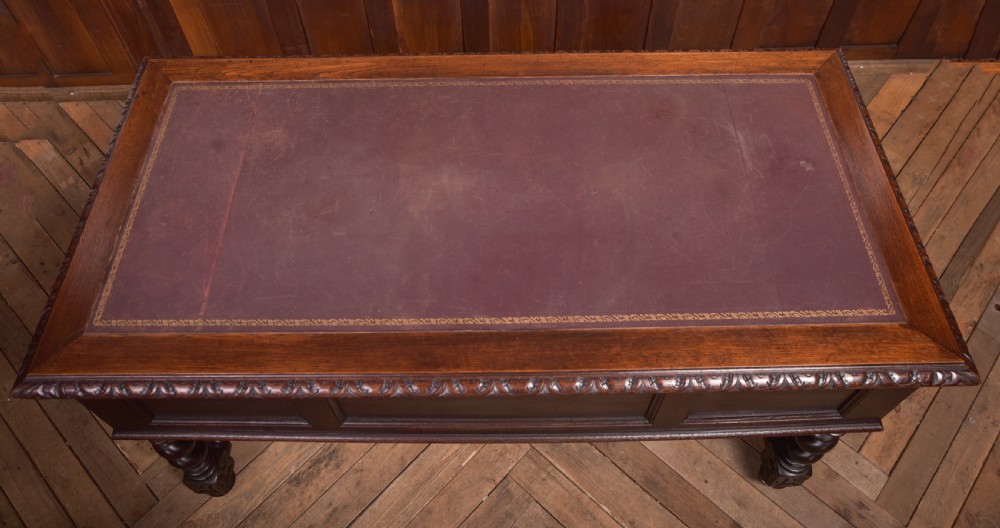 Oak Carved Writing Desk View XXI