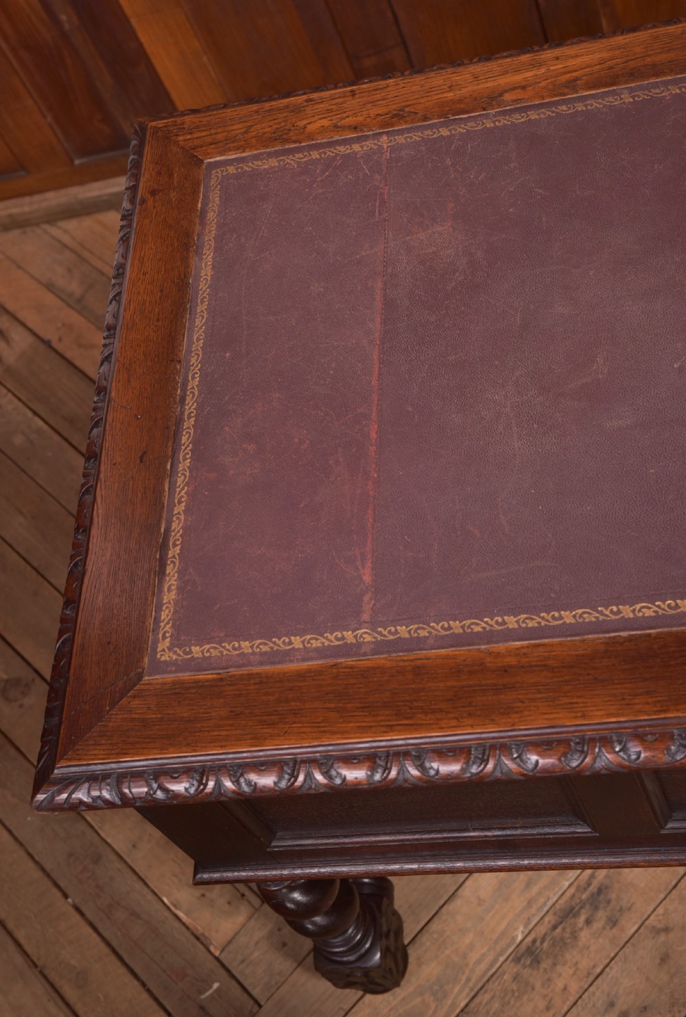 Oak Carved Writing Desk View XXV