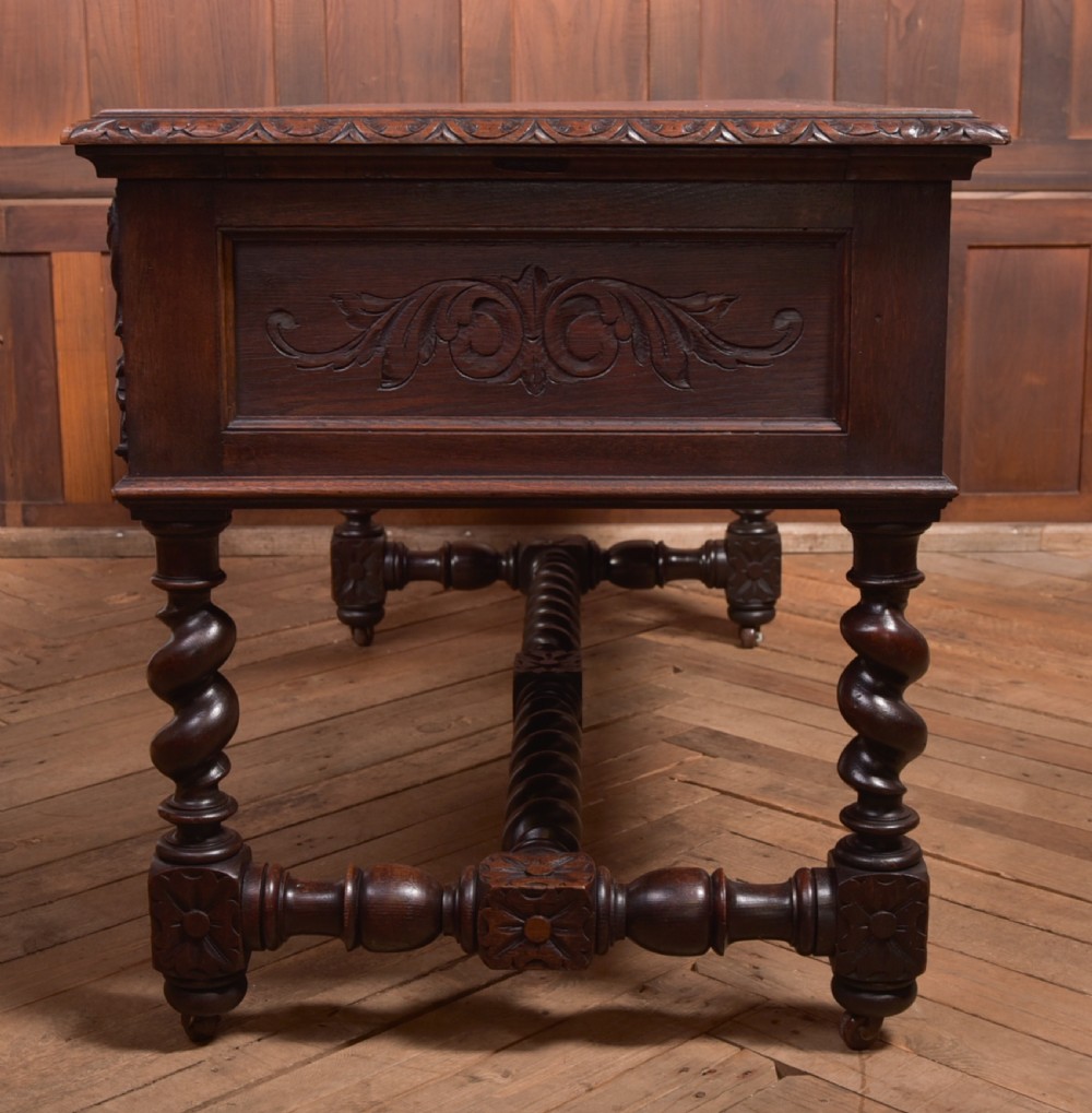 Oak Carved Writing Desk View XXVII