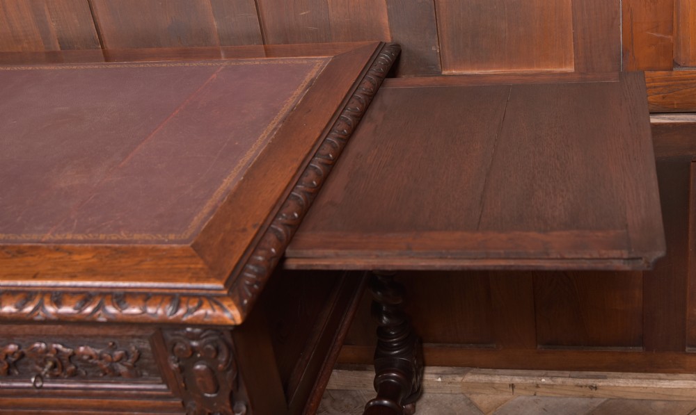 Oak Carved Writing Desk View XXX