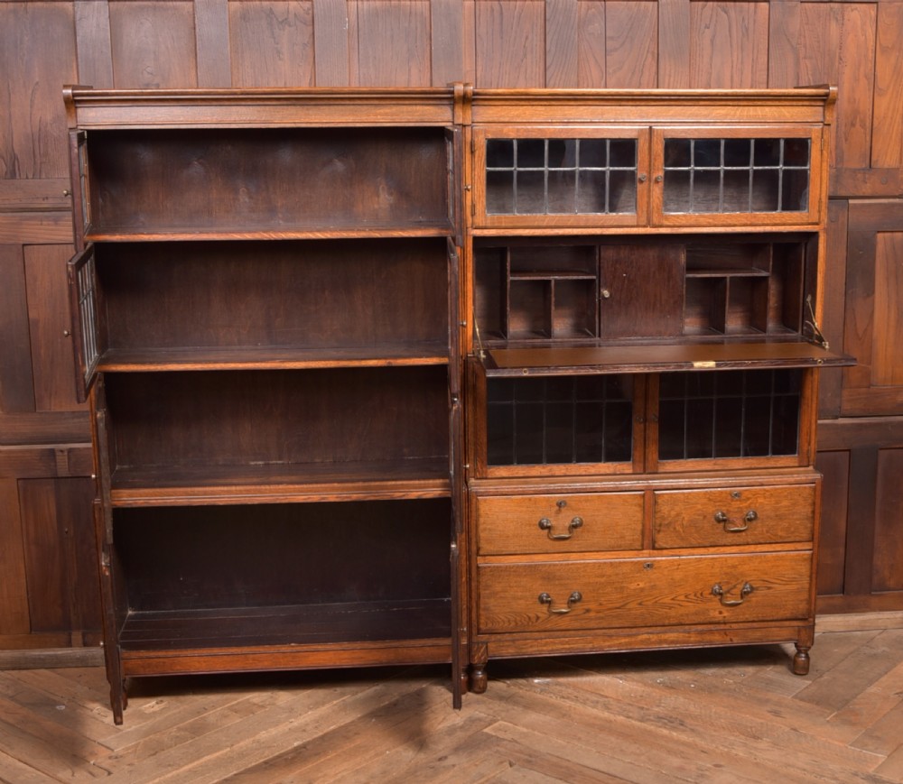 Pair of Oak Sectional Bookcases View XVI
