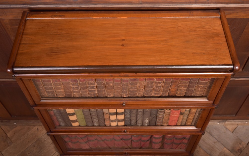 Red Walnut Globe Wernicke 3 Sectional Bookcase View IV