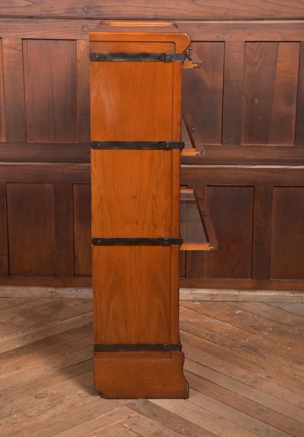 Red Walnut Globe Wernicke 3 Sectional Bookcase View VII