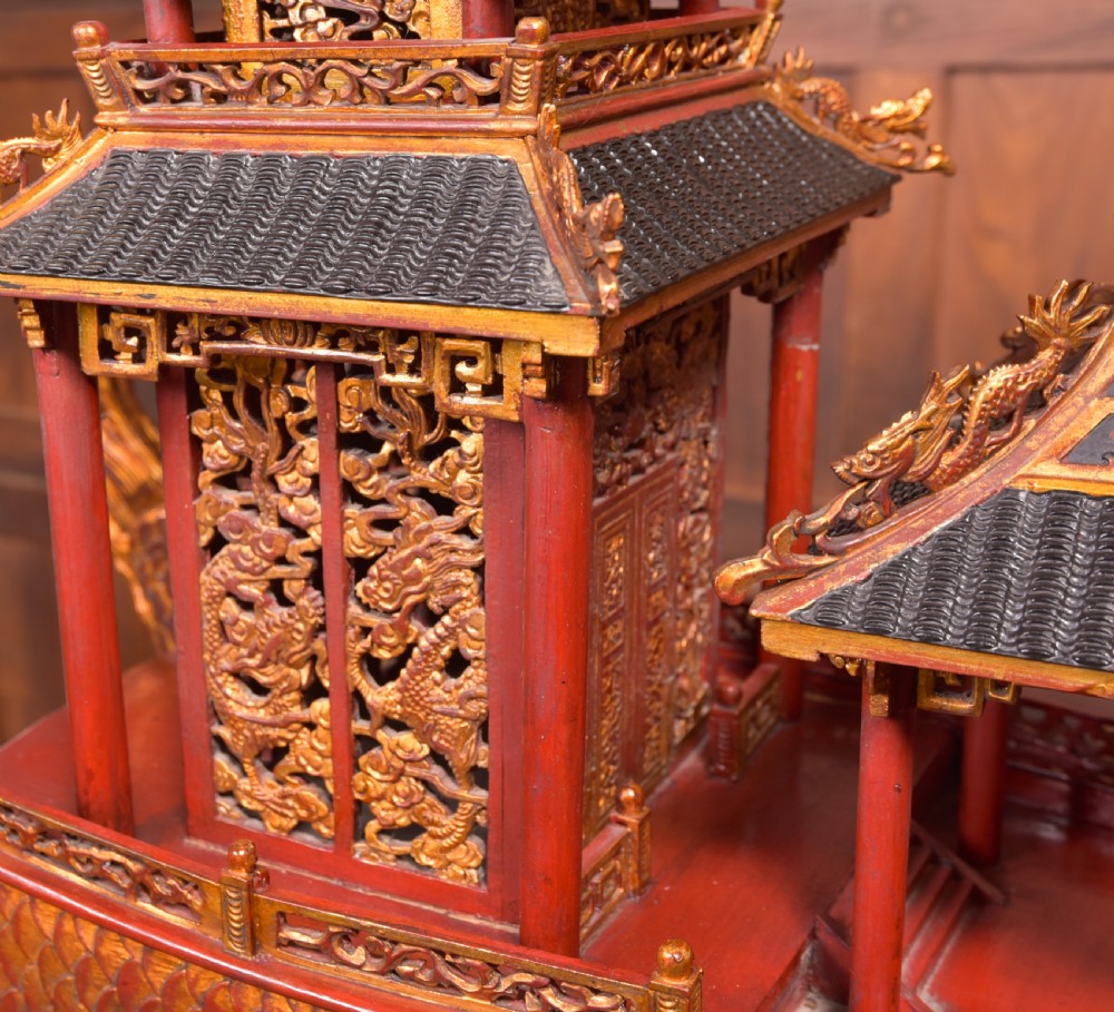  Chinese lacquered giltwood dragon boat View II