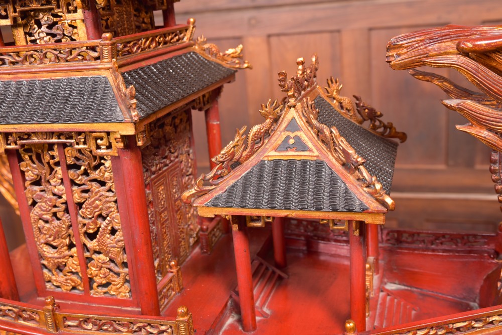  Chinese lacquered giltwood dragon boat View III