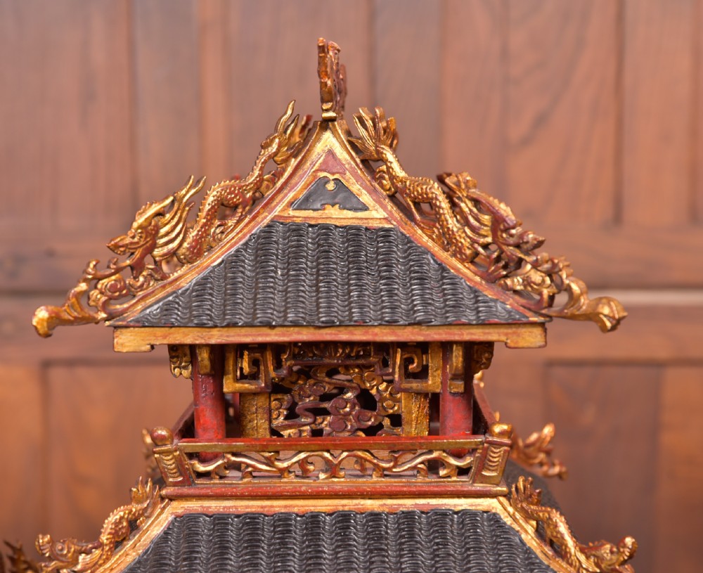  Chinese lacquered giltwood dragon boat View XI
