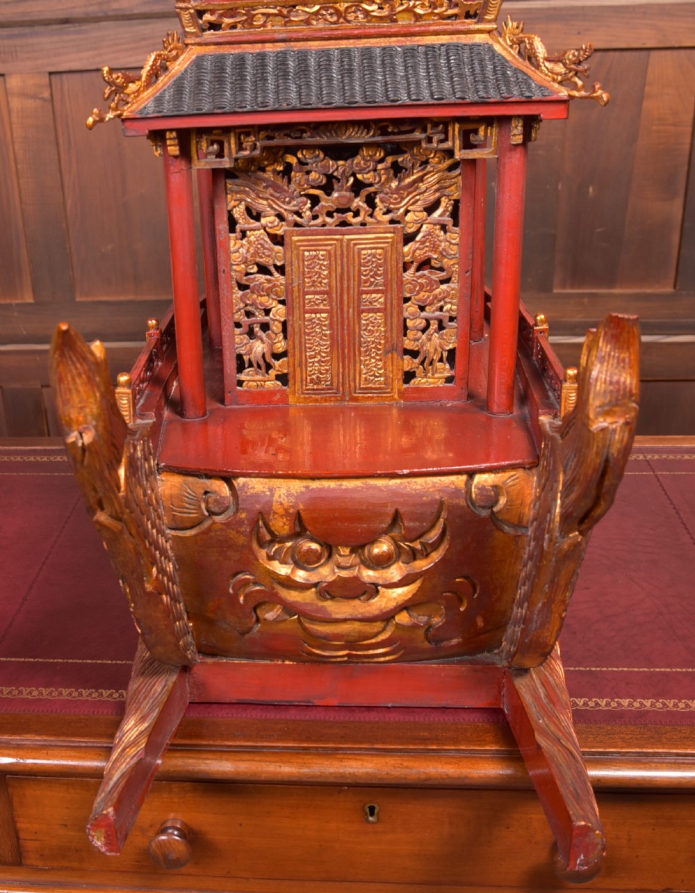  Chinese lacquered giltwood dragon boat View XVII