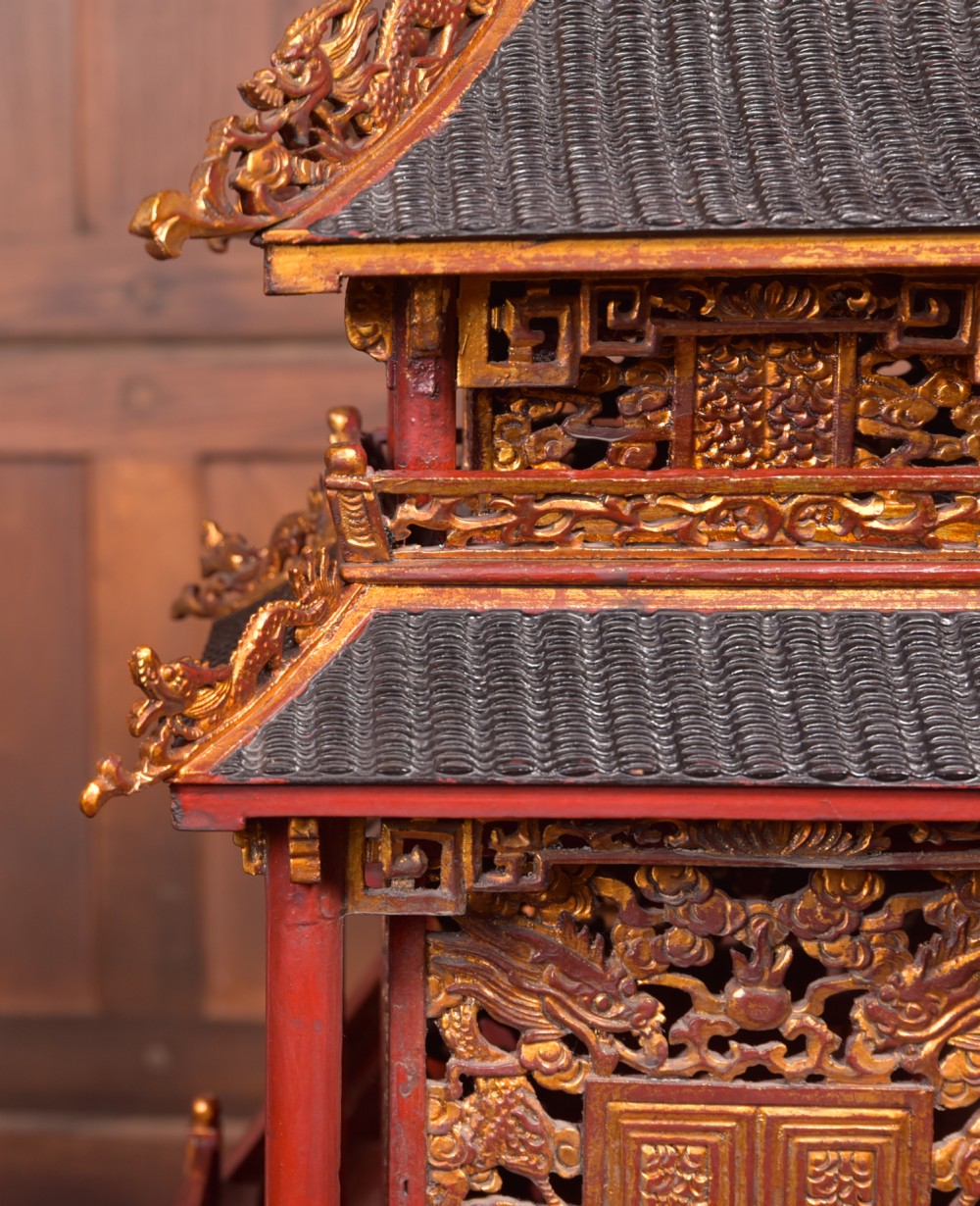  Chinese lacquered giltwood dragon boat View XVIII