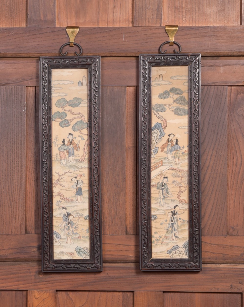Pair of Chinese Painted Silks