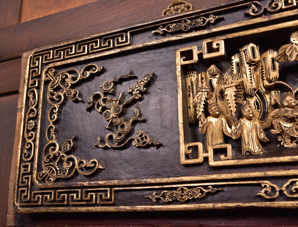 Pair of Chinese Hardwood Panels View III