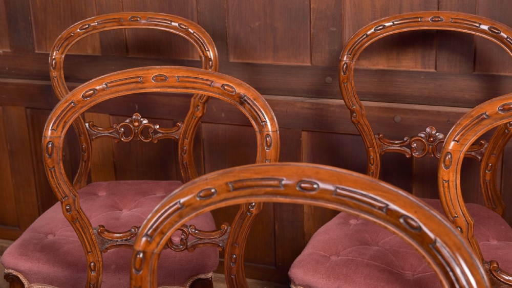 Set of 6 Victorian Walnut Balloon Back Chairs View IV
