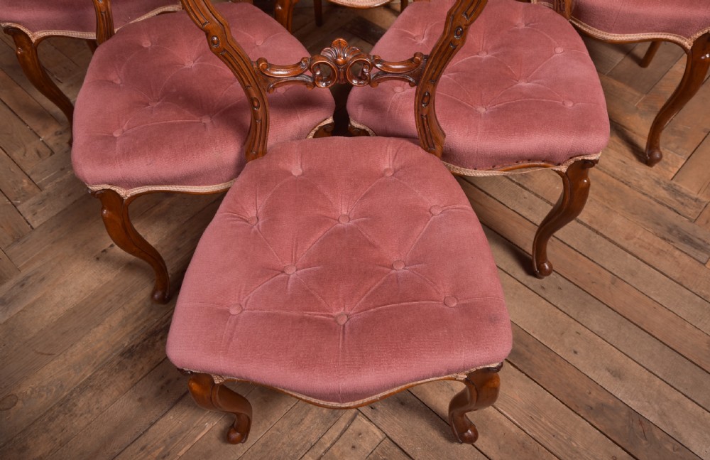Set of 6 Victorian Walnut Balloon Back Chairs View VI