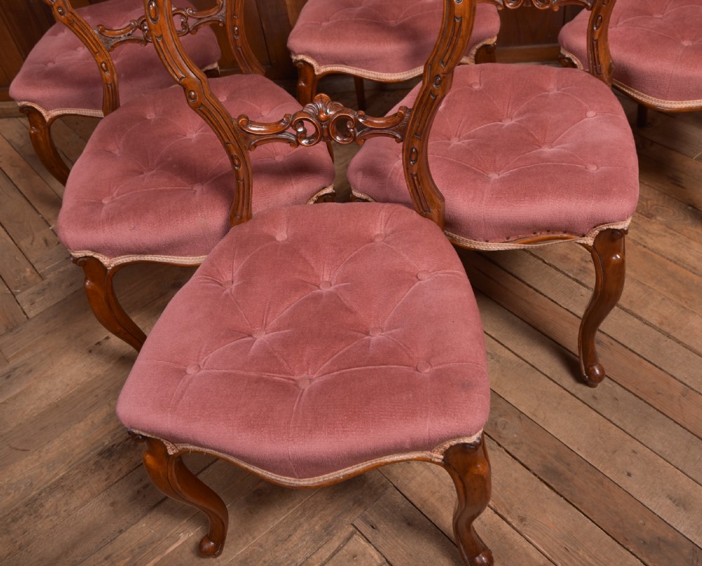 Set of 6 Victorian Walnut Balloon Back Chairs View VIII