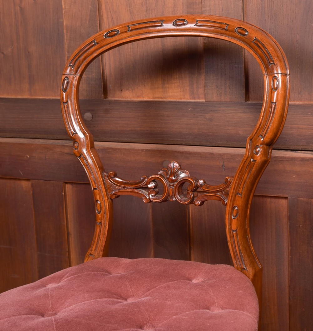 Set of 6 Victorian Walnut Balloon Back Chairs View X