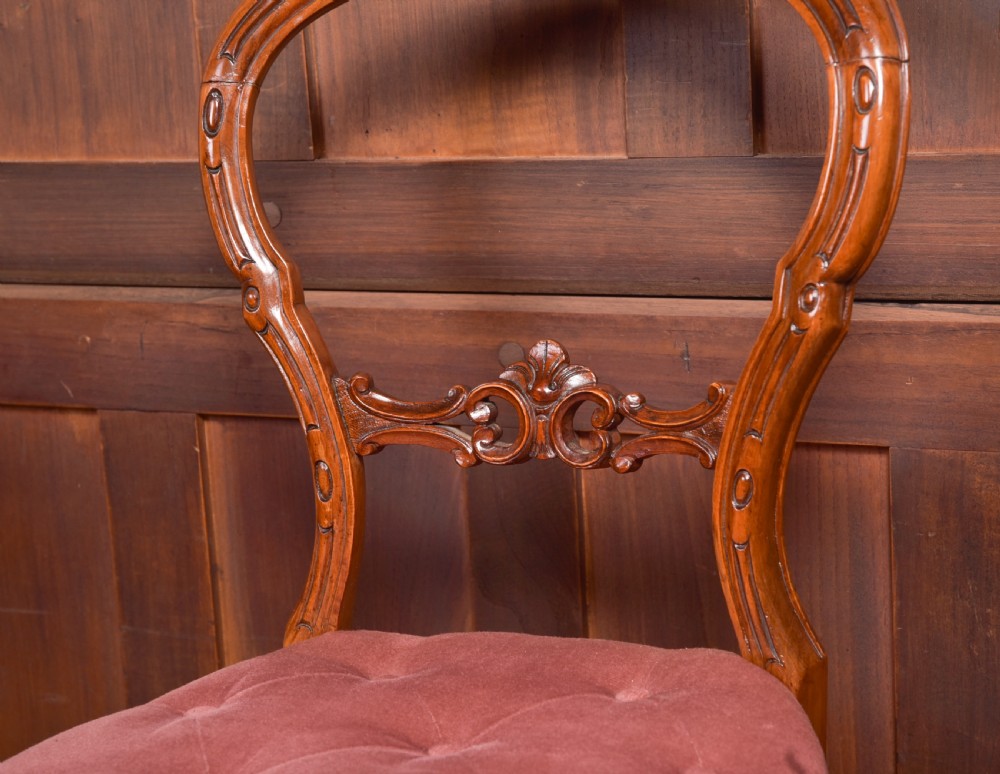 Set of 6 Victorian Walnut Balloon Back Chairs View XII