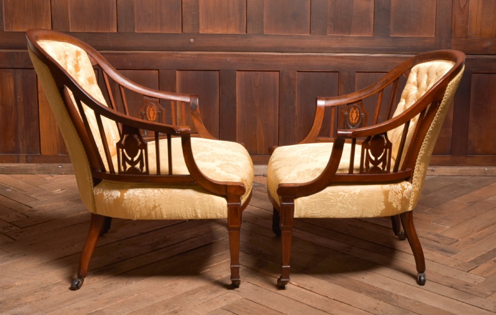 Pair of Edwardian Parlour Chairs View XIII