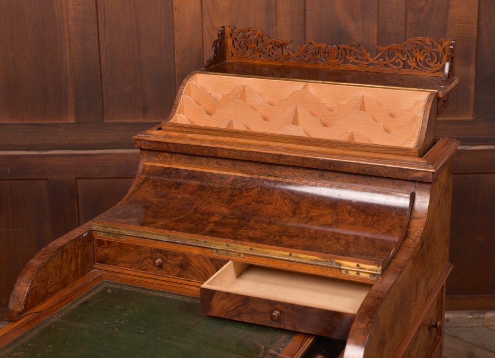 Victorian Burr Walnut Pop Up Davenport View VII