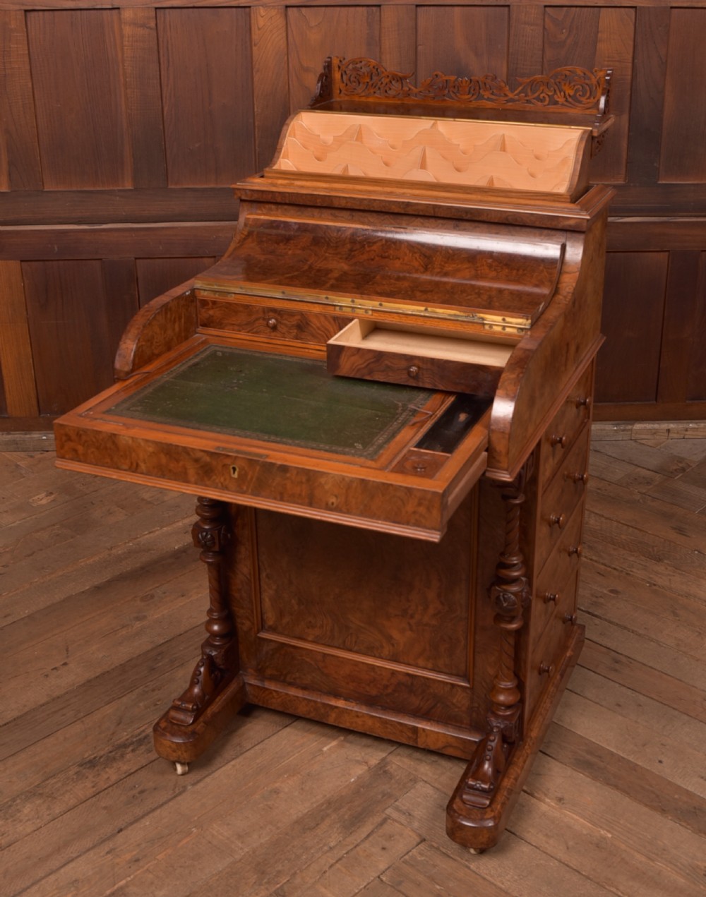 Victorian Burr Walnut Pop Up Davenport View VIII