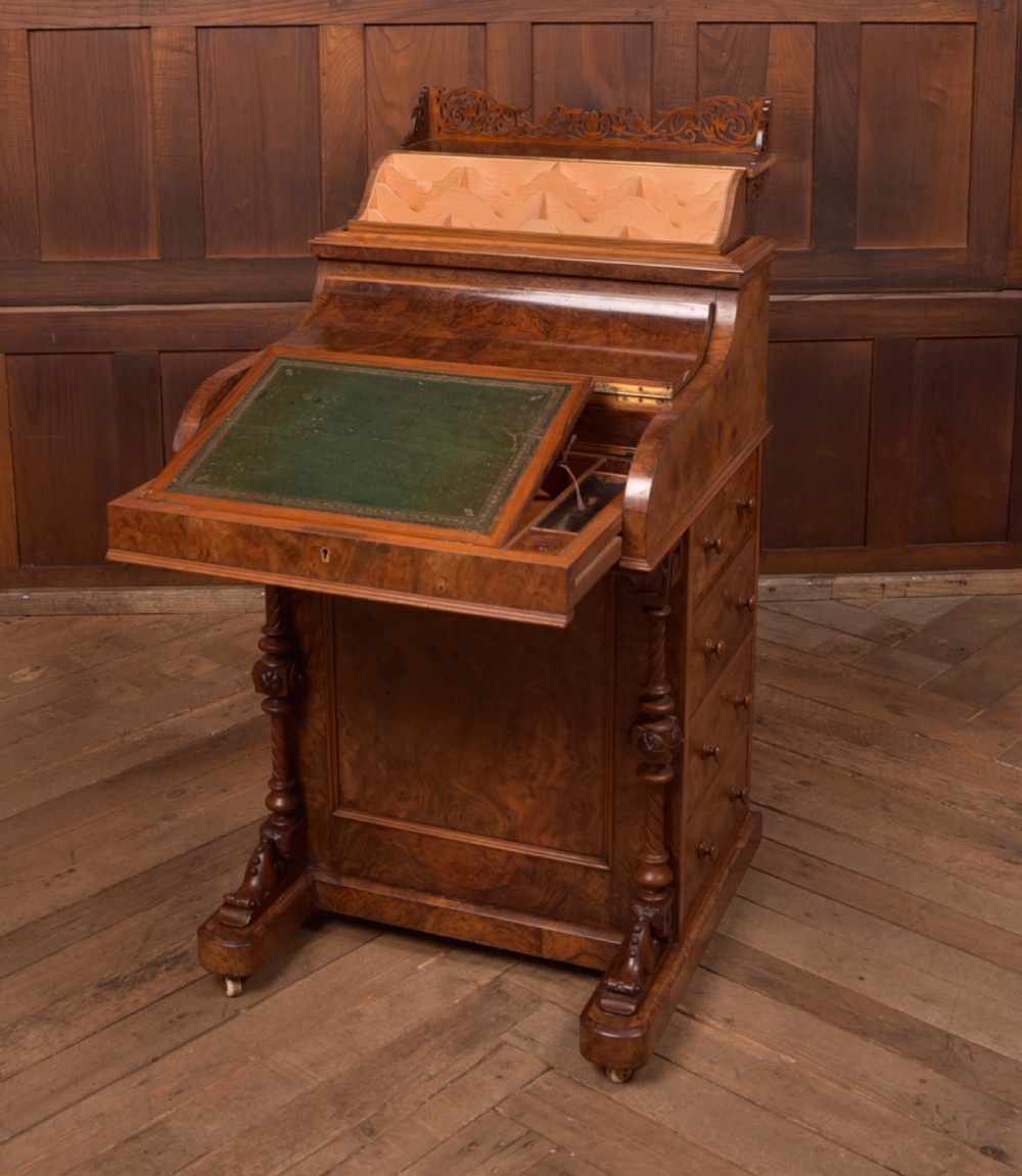 Victorian Burr Walnut Pop Up Davenport View X