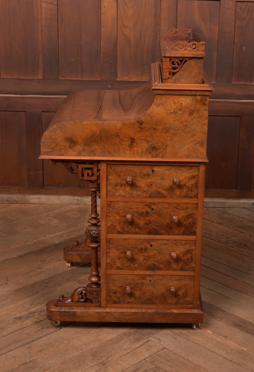 Victorian Burr Walnut Pop Up Davenport View XIV