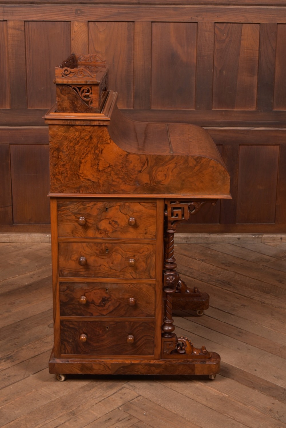 Victorian Burr Walnut Pop Up Davenport View XVI