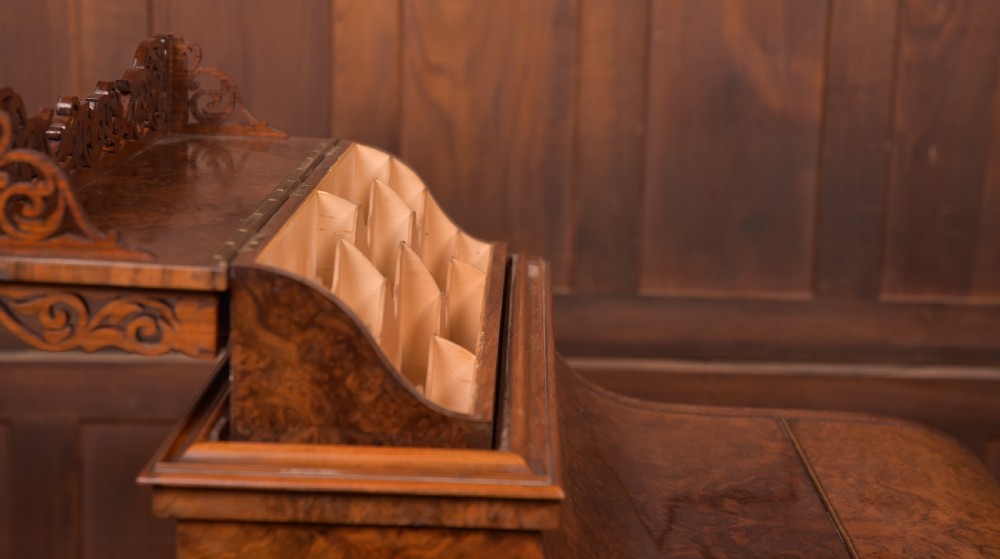 Victorian Burr Walnut Pop Up Davenport View XIX