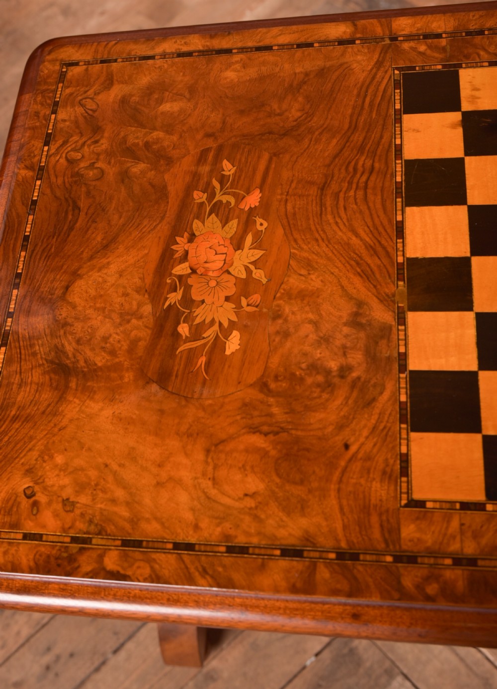 Burr Walnut Games table View XI