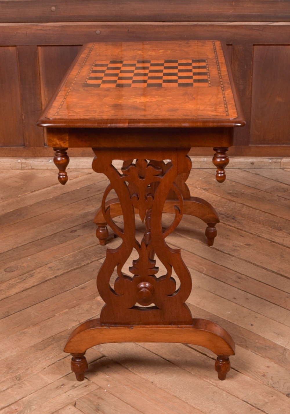 Burr Walnut Games table View XIII