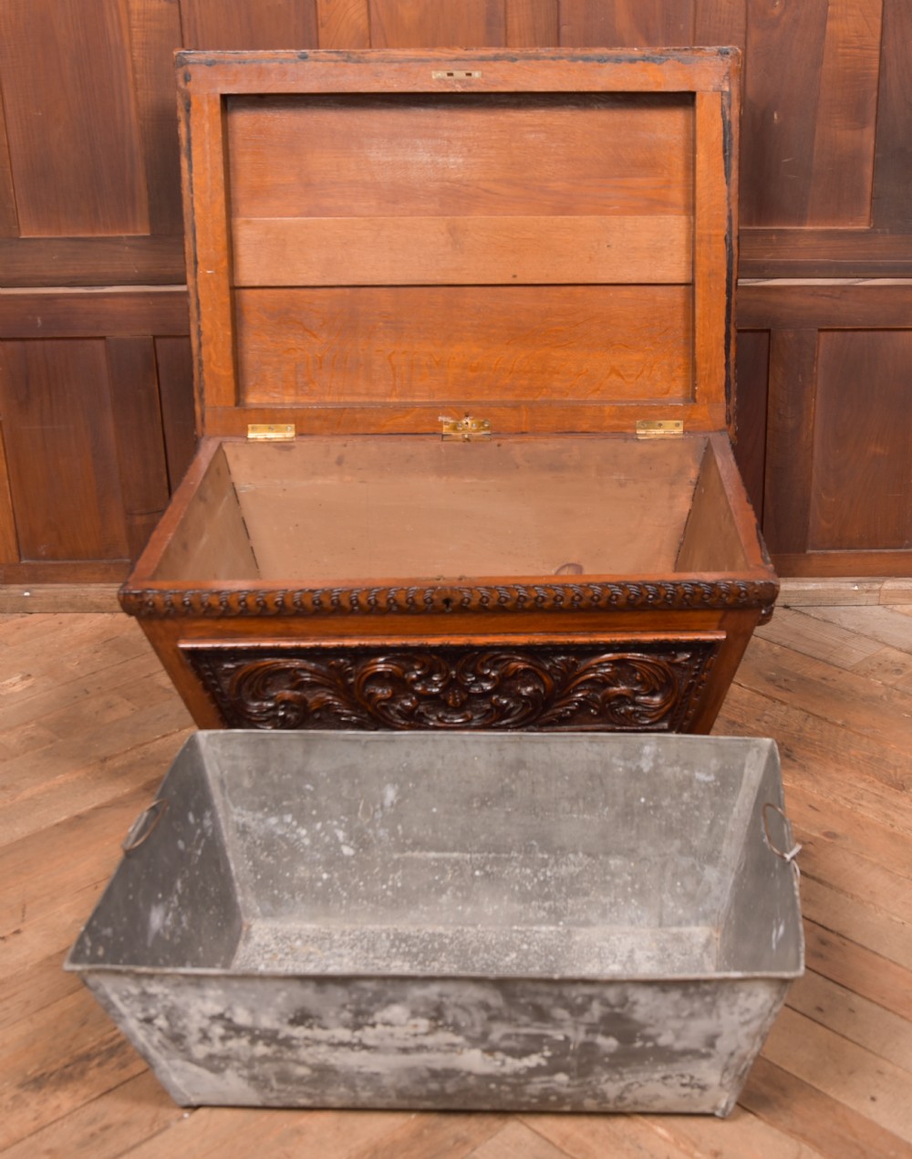 Carved Oak Cellarette View XII