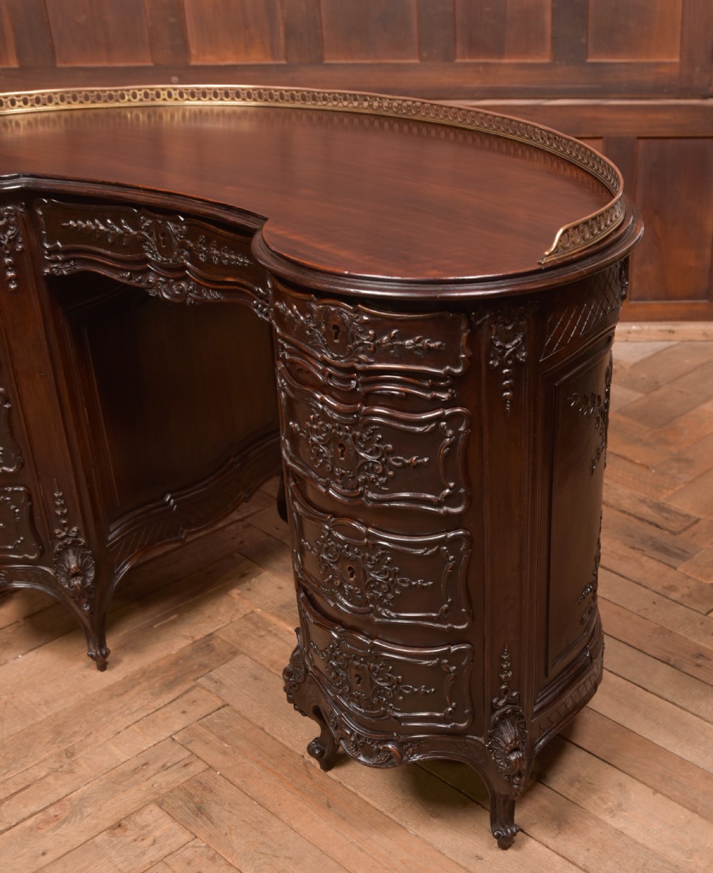 Kidney Shaped Carved Desk View III