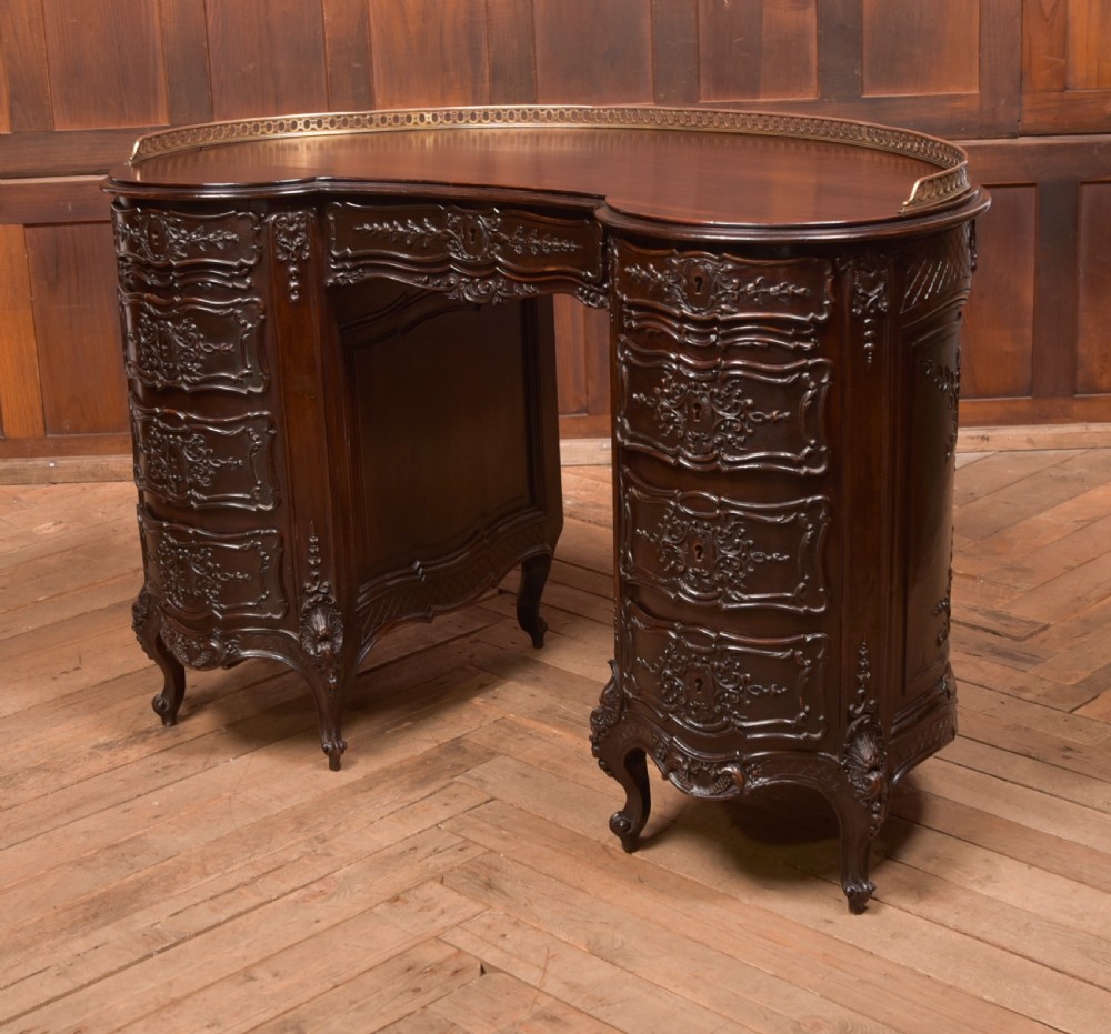 Kidney Shaped Carved Desk View V