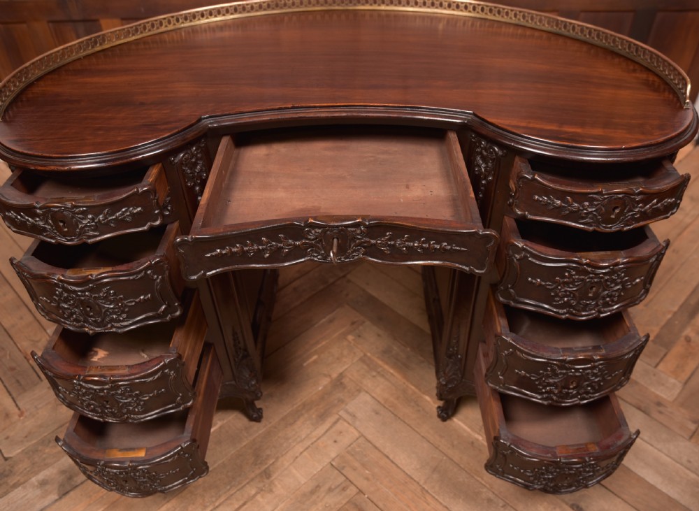 Kidney Shaped Carved Desk View VIII
