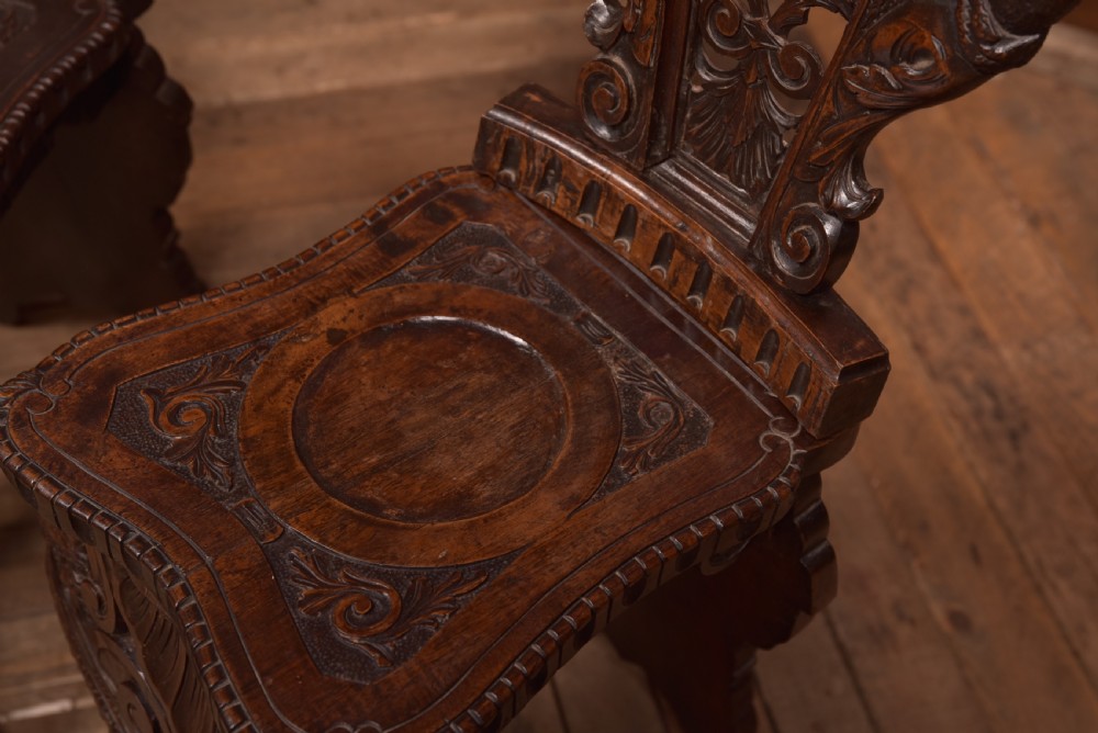 Pair of Italian Carved Hall Chairs View III