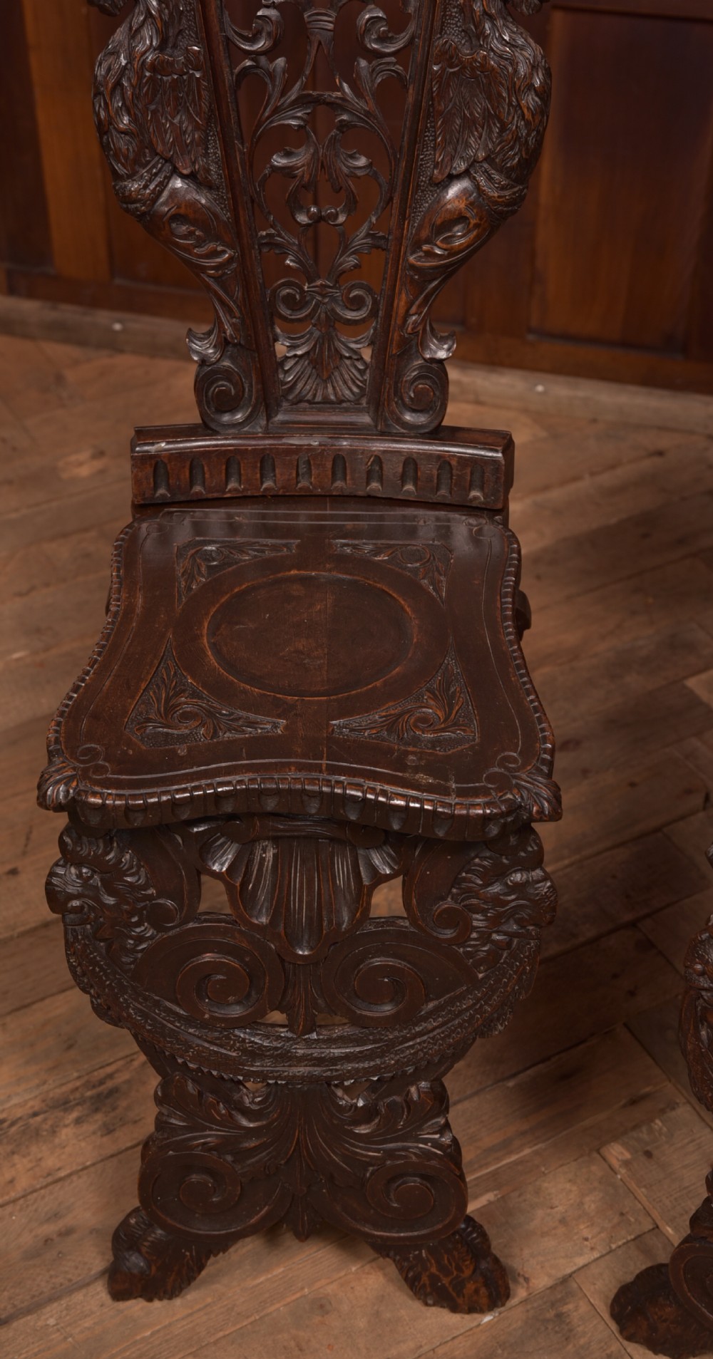 Pair of Italian Carved Hall Chairs View V