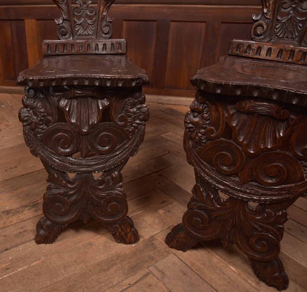 Pair of Italian Carved Hall Chairs View VI