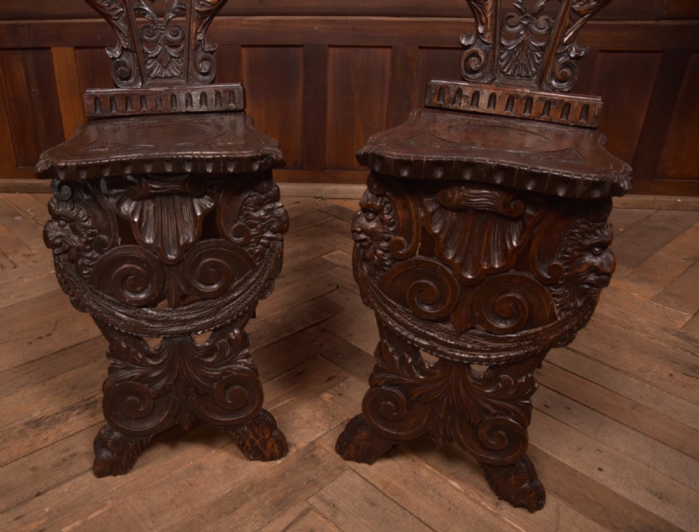 Pair of Italian Carved Hall Chairs View VII