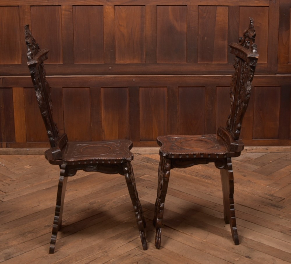 Pair of Italian Carved Hall Chairs View IX