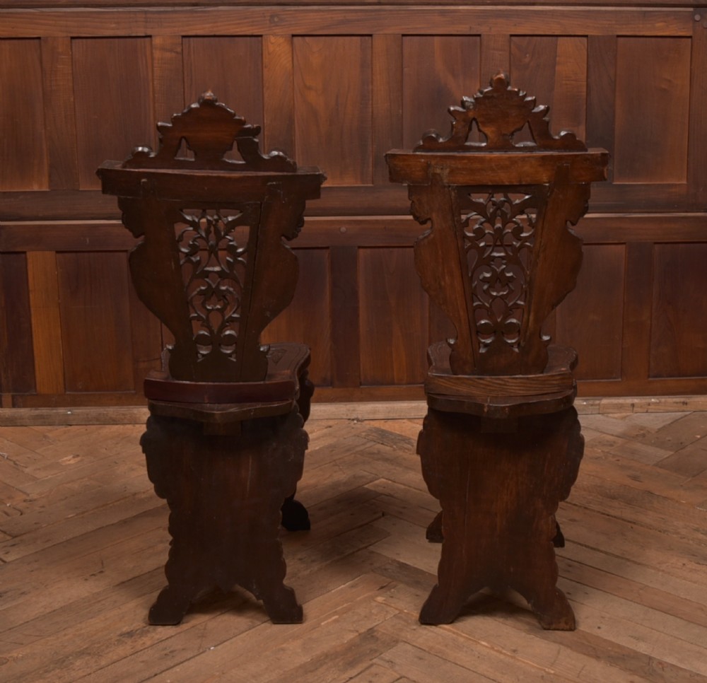 Pair of Italian Carved Hall Chairs View X