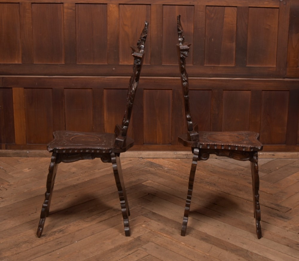 Pair of Italian Carved Hall Chairs View XI